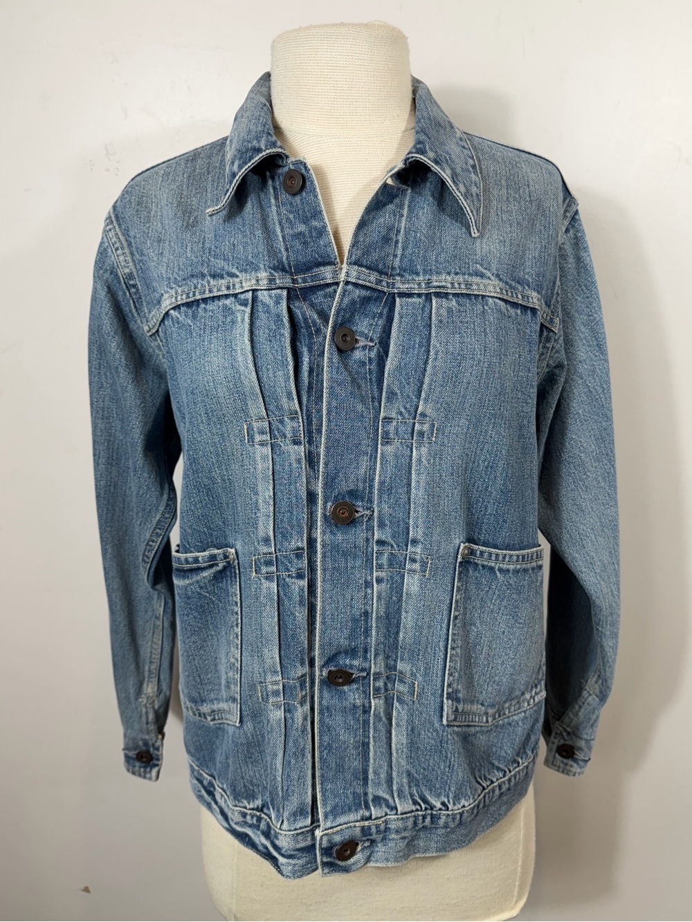 Chimala XS Japanese Denim Jacket 100% Cotton Light Wash Chore Trucker Japan